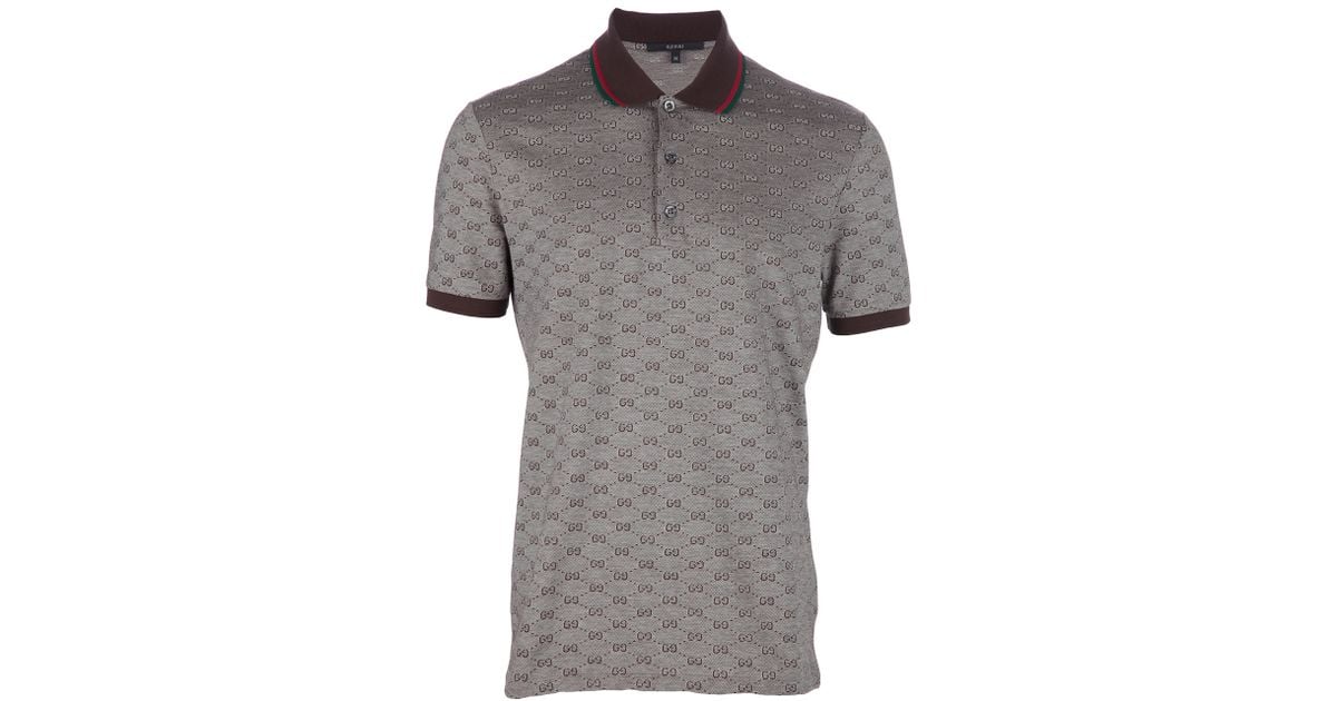 Gucci Monogram Polo Shirt in Brown for 