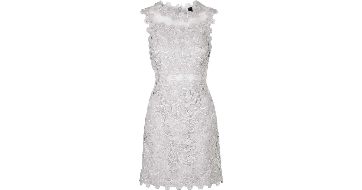 grey lace skater dress