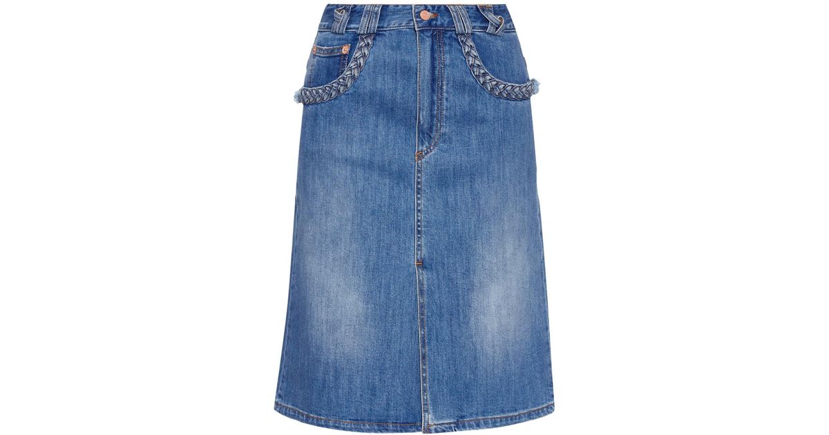 see by chloe braided denim skirt
