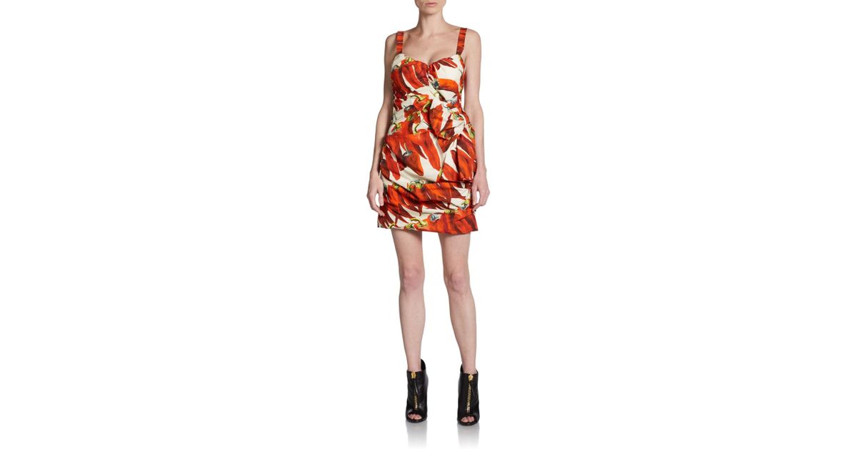 Dolce & Gabbana Sleeveless Chili Pepper Dress Lyst