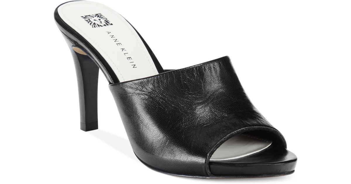 Anne Klein Objective Dress Mules in Black Leather (Black) Lyst