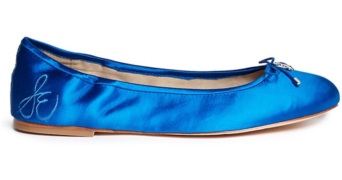 blue satin flats