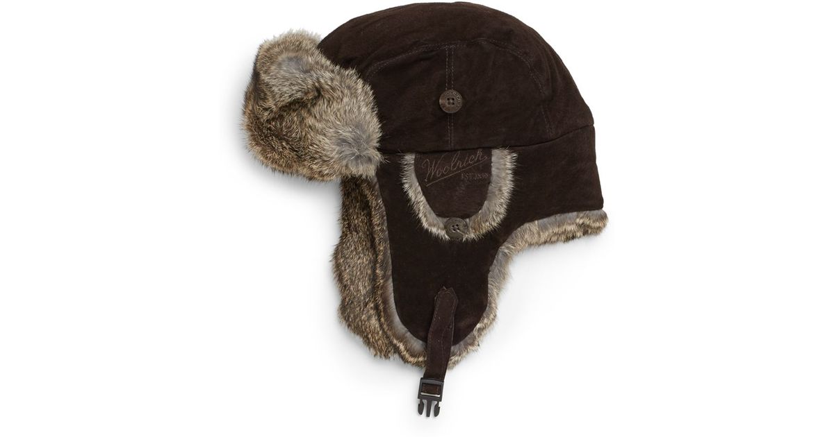 Woolrich Suede Rabbit Fur Trapper Hat in Brown for Men Lyst