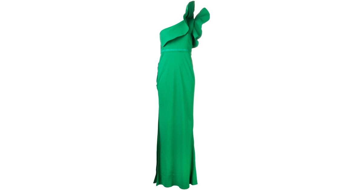 Lanvin One Shoulder Robe Dress in Green | Lyst