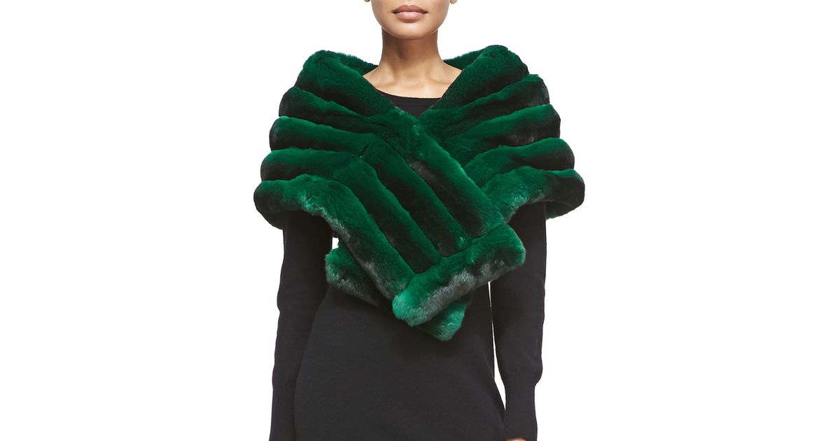 emerald green fur shawl