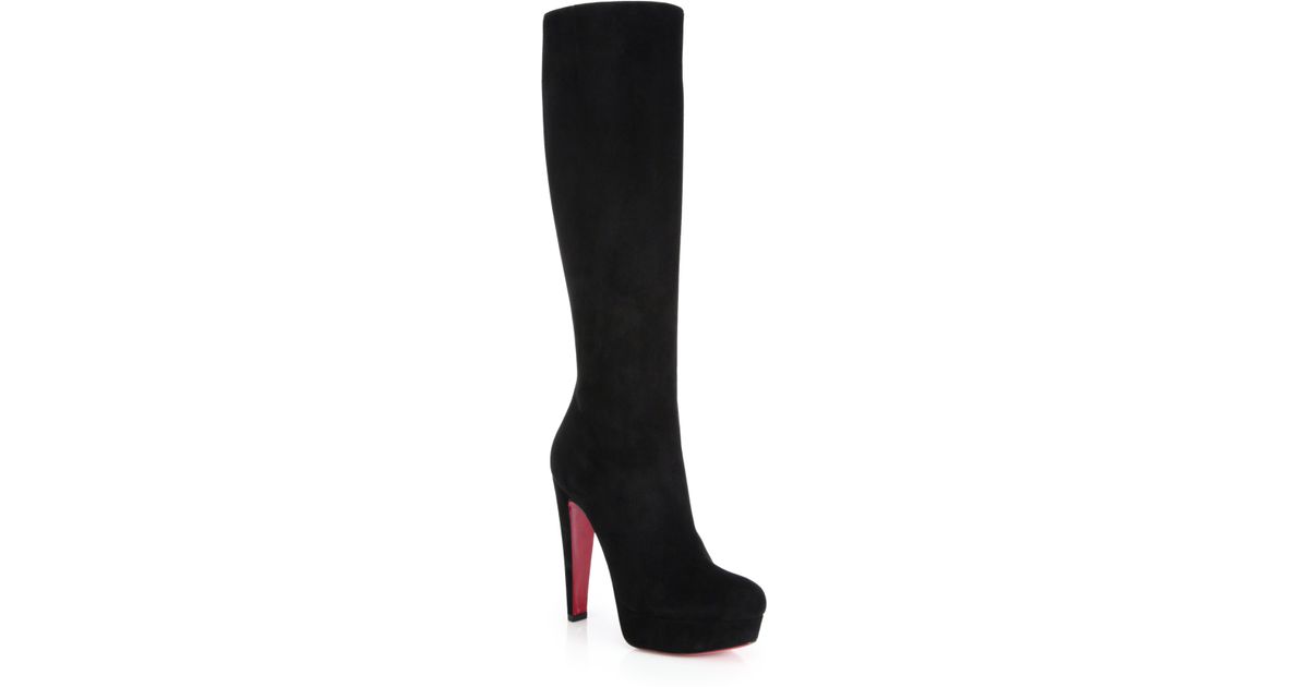 christian louboutin black suede knee high boots christian louboutin black suede knee high boots
