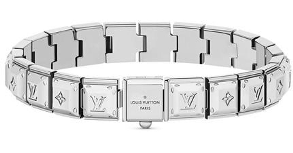 Louis Vuitton Chain Bracelet Mens M00270 Monogram Metal Silver TGIS