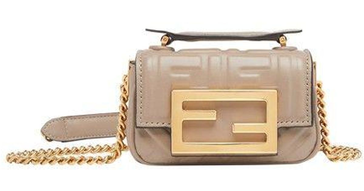 Fendi Nano Baguette Chain Bag in Natural Lyst
