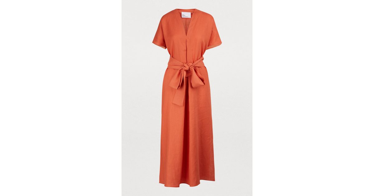 terracotta linen dress