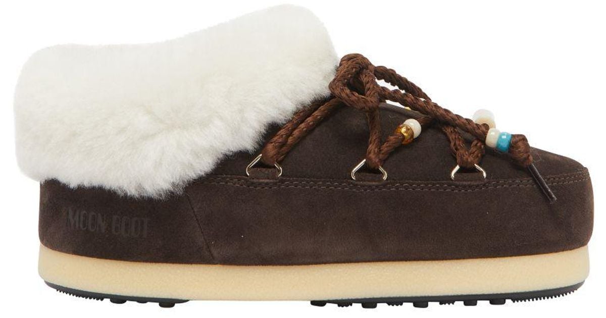 ショートブーツ・ブーティ MOON BOOT 'Mule suede beads' ankle boots Brown Moon Boot Suede Beads Mules in Brown | Lyst