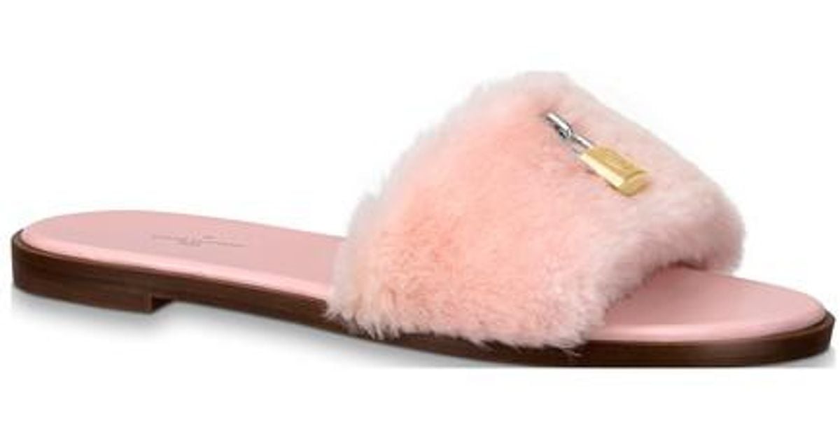 Pink Louis Vuitton Fur Slides
