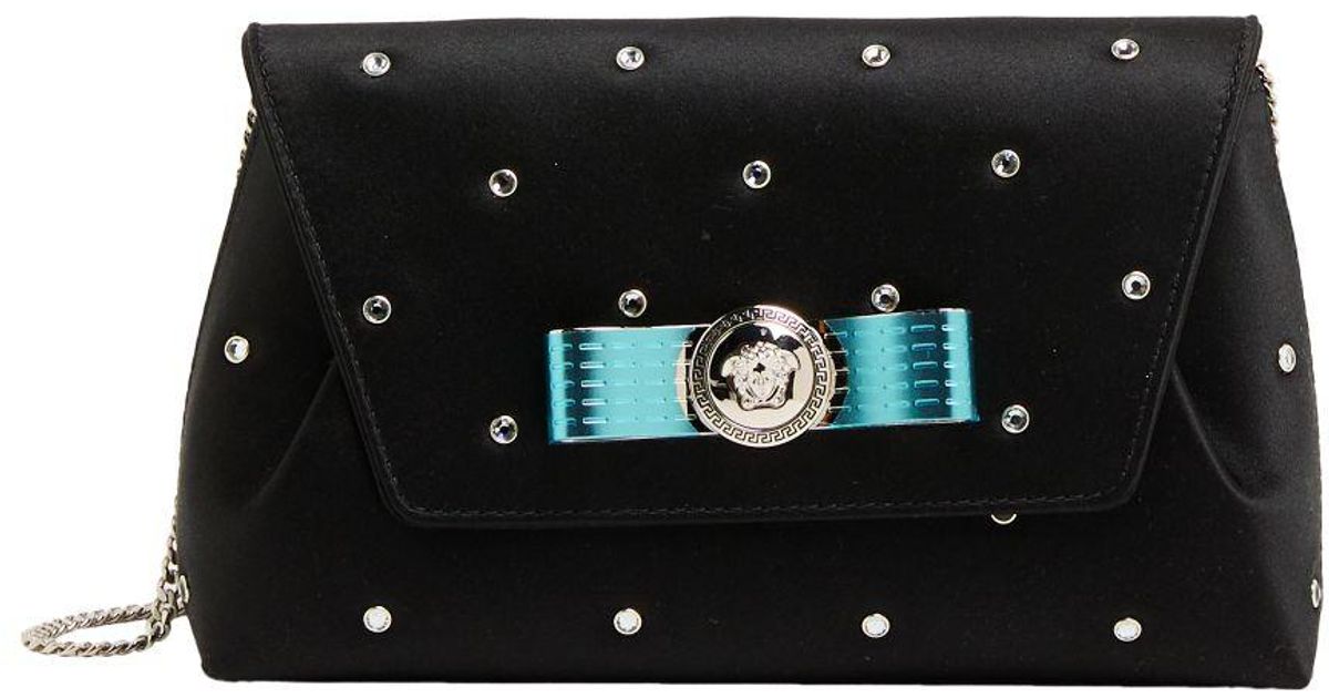 Versace Black Satin Clutch Bag