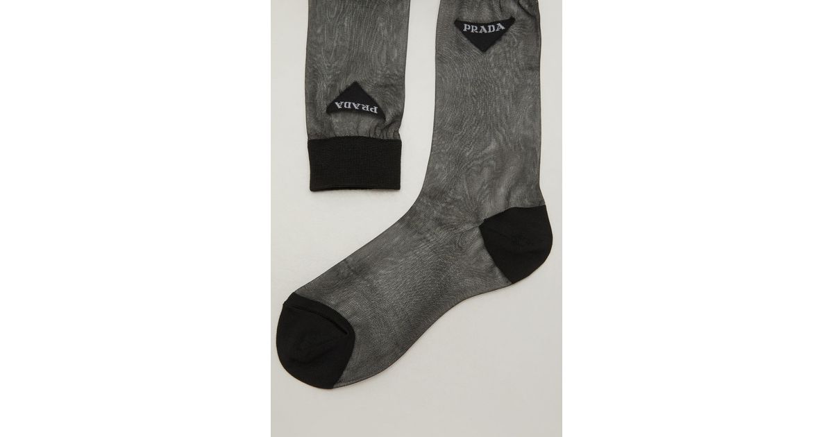 Prada Synthetic Nylon Socks in Black | Lyst