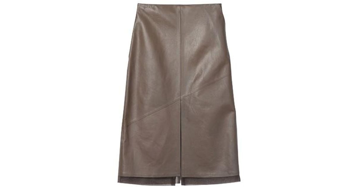 Aeron Renfrow - Mid-length Leather Pencil Skirt With Organza Details in ...