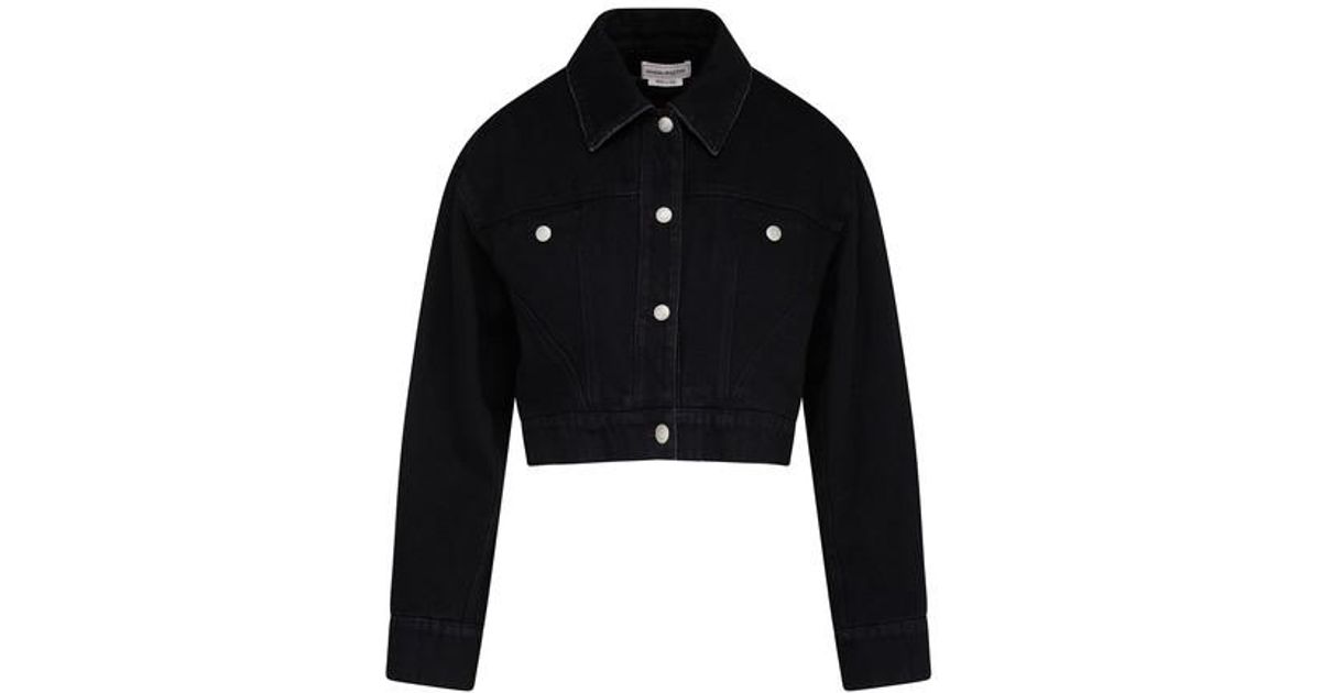 Alexander McQueen Denim Jacket in Black | Lyst UK