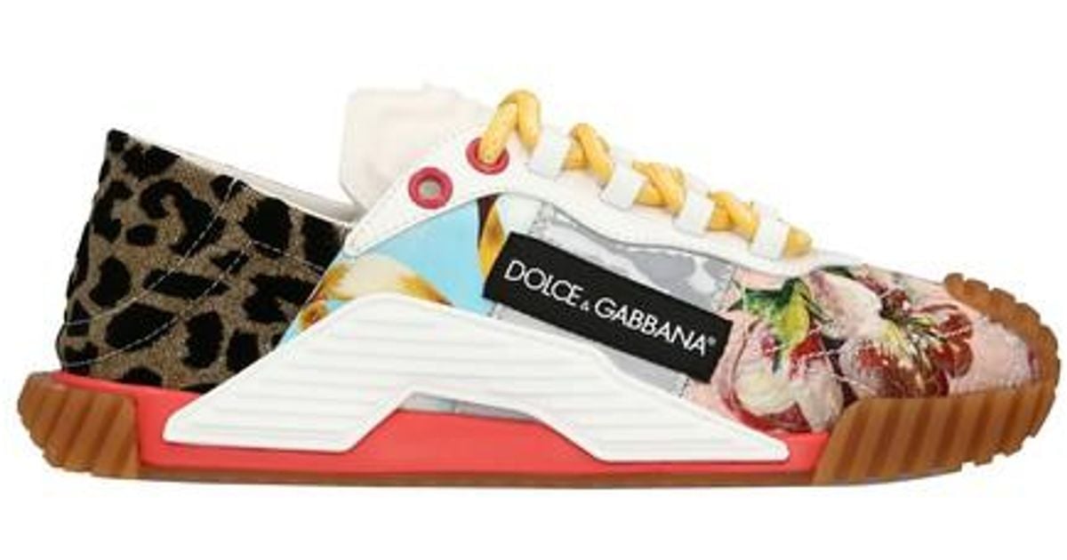 Dolce & Gabbana Lowtop Patchwork Sneakers in Blue | Lyst