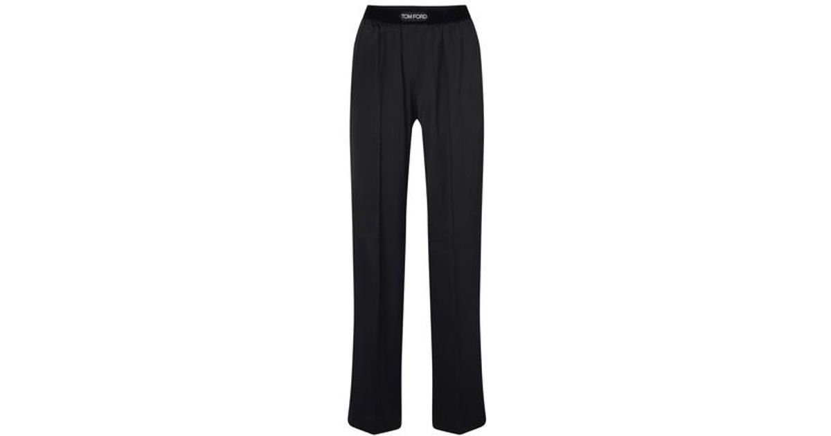 Tom Ford Logo Silk Satin Pajama Pants in Black | Lyst UK