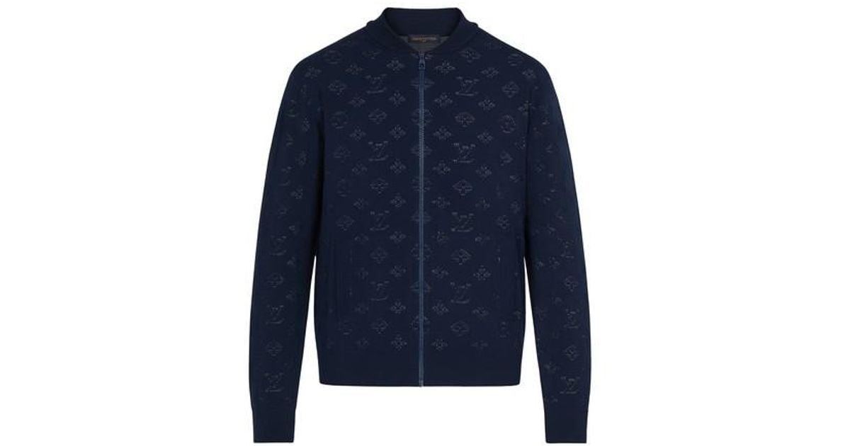 Louis Vuitton Drop Needle Monogram Bomber in Blue for Men | Lyst
