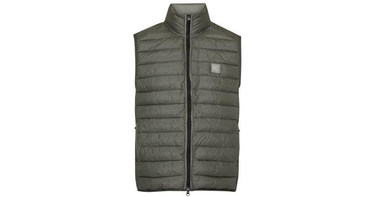 Stone Island Sleeveless Down Jacket in Green for Men | Lyst