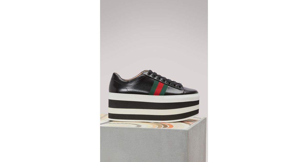gucci leather platform sneakers