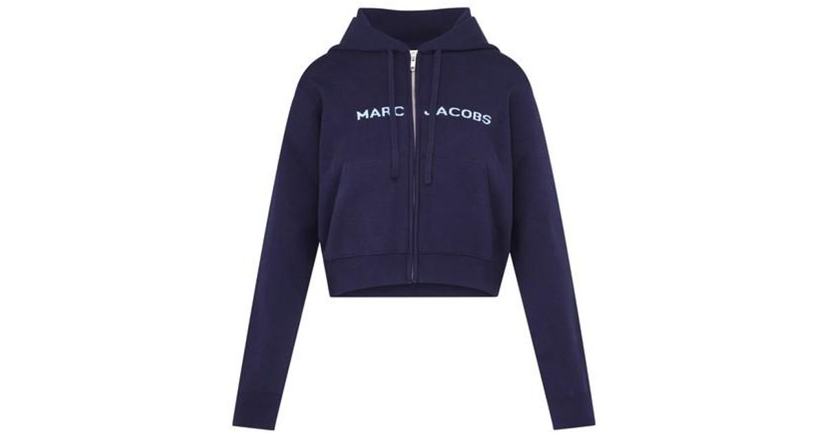 Marc Jacobs The Cropped Zip Hoodie in Blue | Lyst
