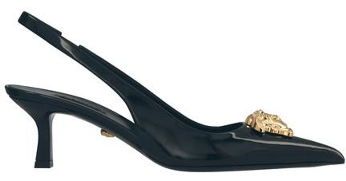 Versace Medusa Slingback Pumps in Blue | Lyst Versace Medusa Slingback Pumps in Blue | Lyst
