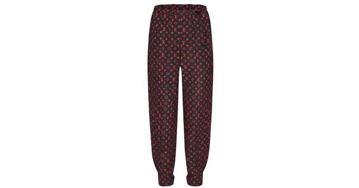 Pantalon de jogging Monogram en coton technique rouge Louis Vuitton en  coloris Rouge