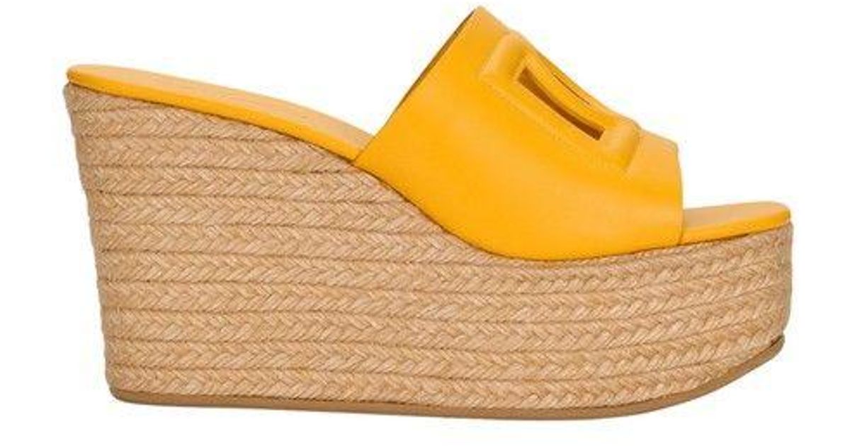 Dolce & Gabbana Calfskin Leather Wedges in Yellow | Lyst
