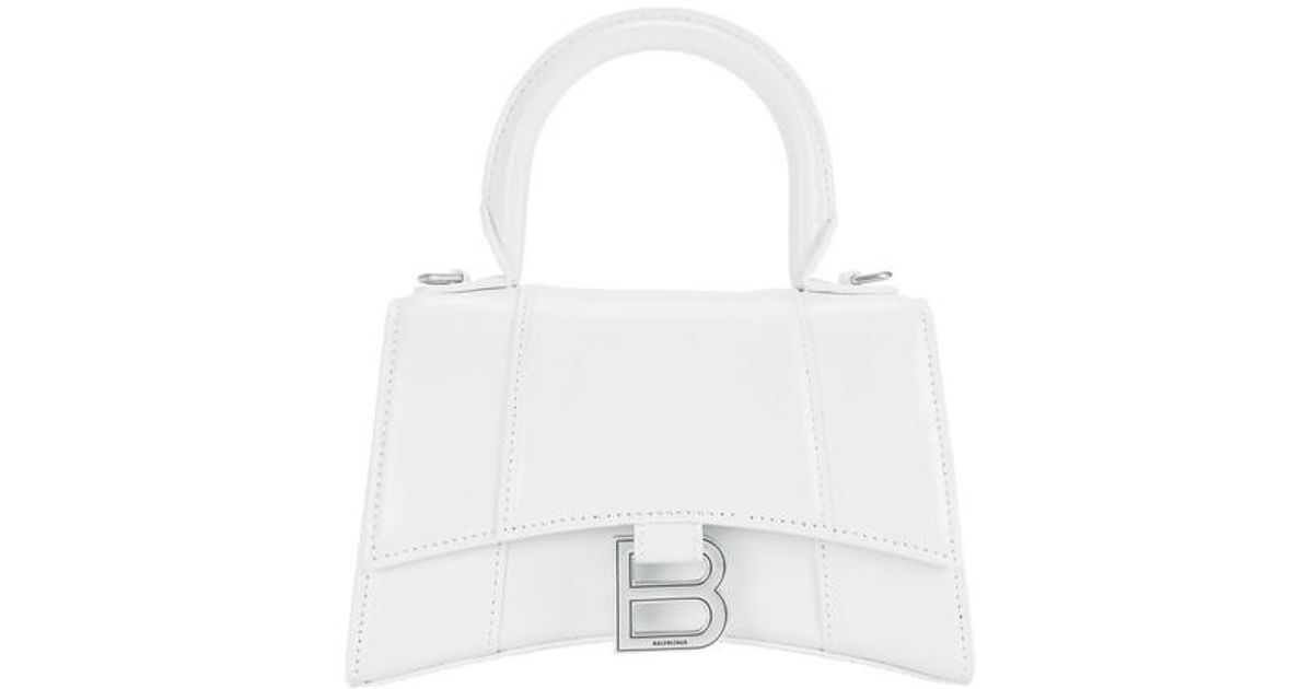 Balenciaga Hourglass Xs Top Handle Bag in White - Lyst