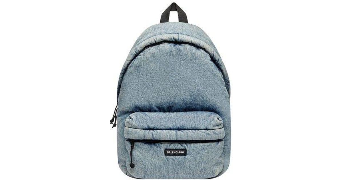 Balenciaga Explorer Backpack In Puffy Denim in Blue for Men | Lyst