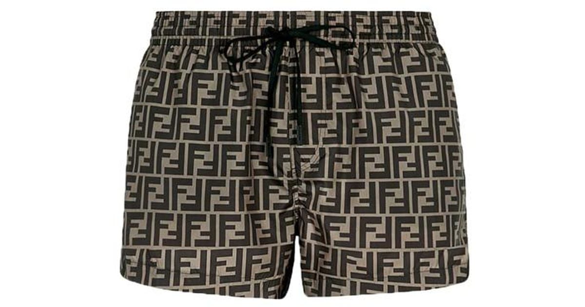 Fendi Ff-printed Swim Shorts in Brown for Men | Lyst