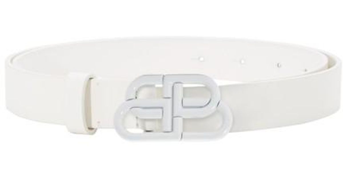 Balenciaga Bb Thin Belt in White - Lyst