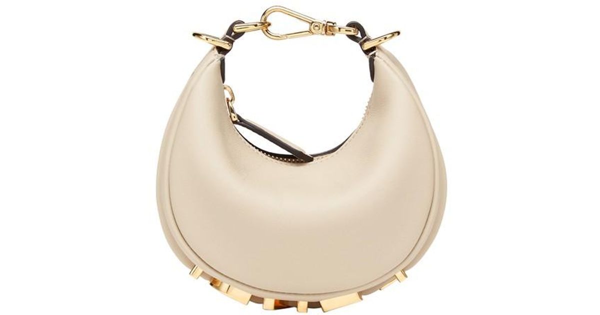 Fendi Leather Nano Graphy Hobo Bag in Beige (Natural) Lyst