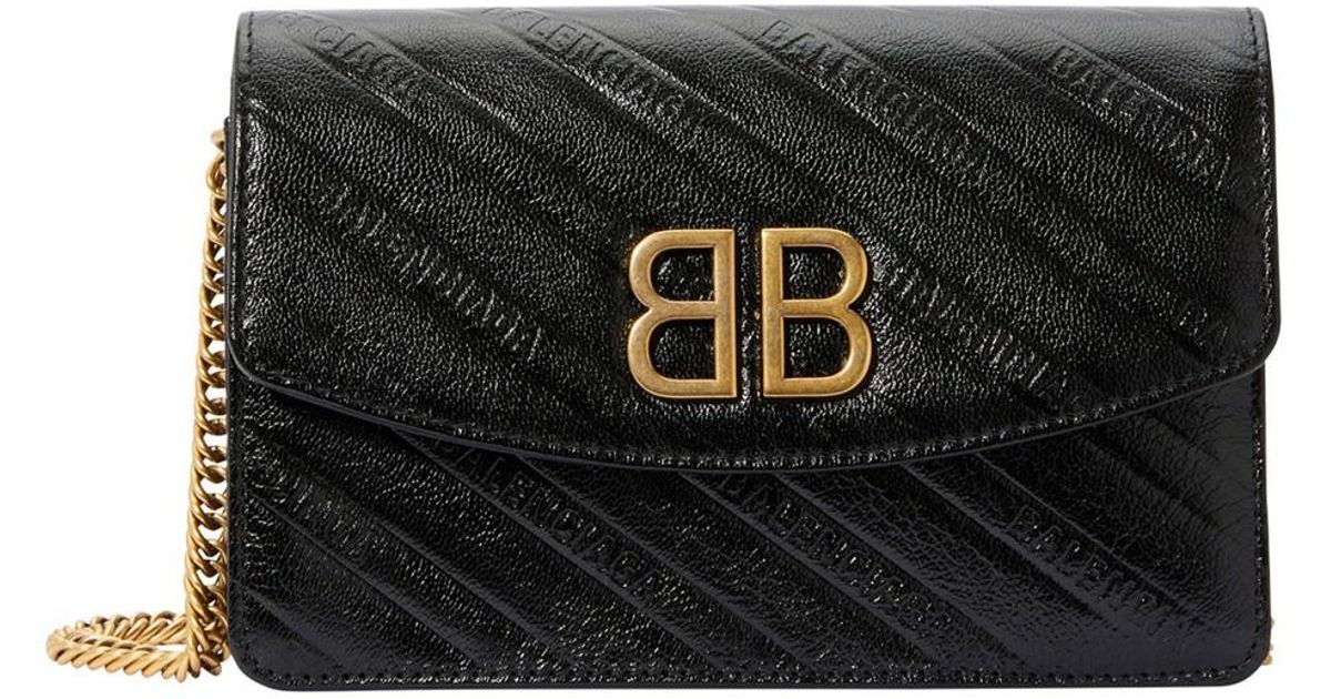 Balenciaga BB Grained Calfskin Black Wallet On Chain Cross Body 601392 –  Queen Bee of Beverly Hills