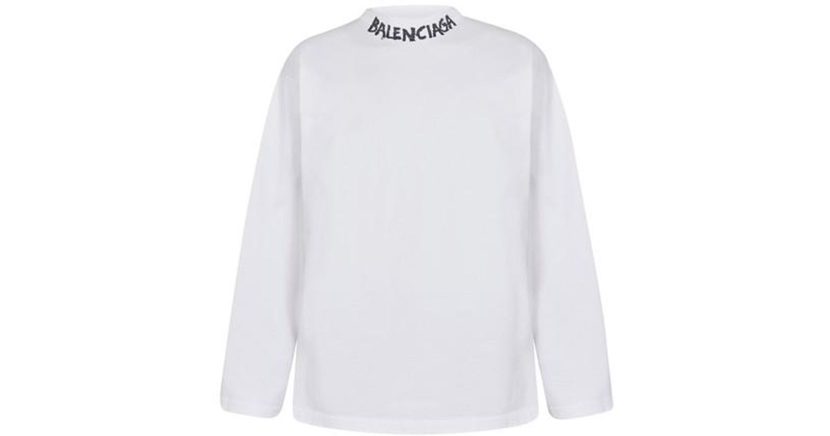 Balenciaga Curved Long Sleeves T-shirt in White for Men | Lyst