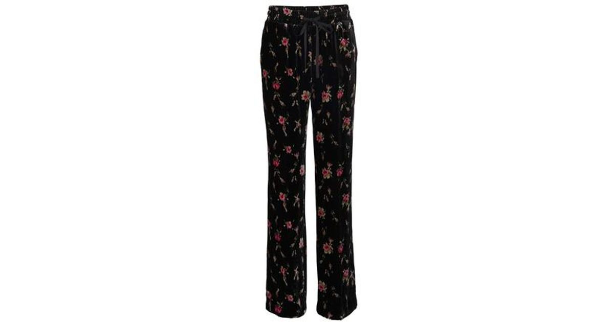 RED Valentino Velvet Pants, Floral Pattern in Black | Lyst