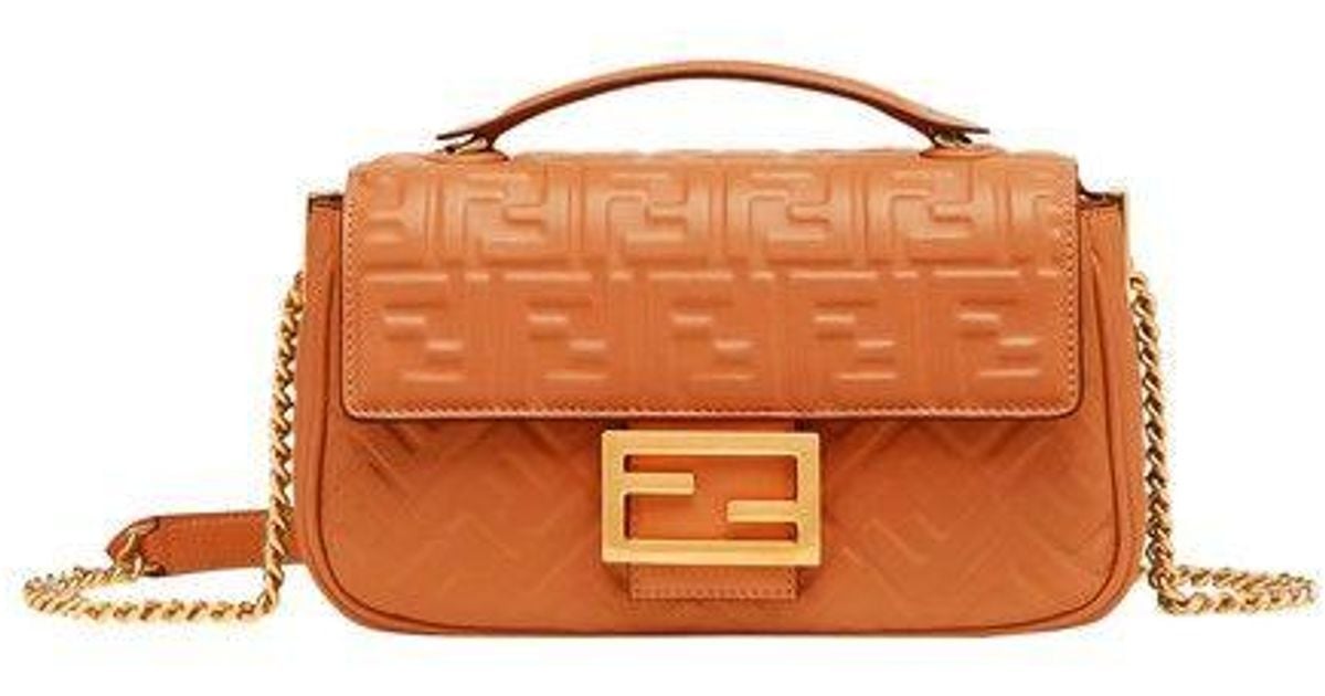 Fendi Midi Baguette Chain Bag in Brown Lyst
