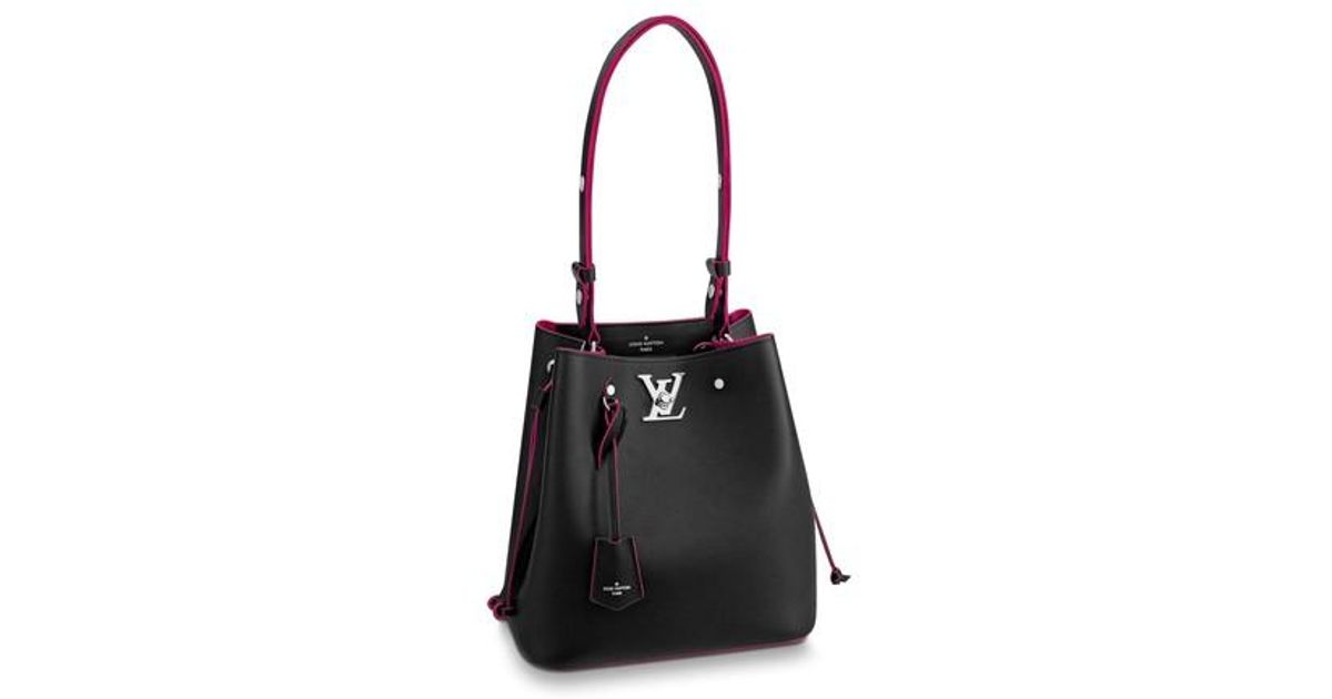 Louis Vuitton LV Lockme Bucket Shoulder Bag Calfskin Leather M54677 Black