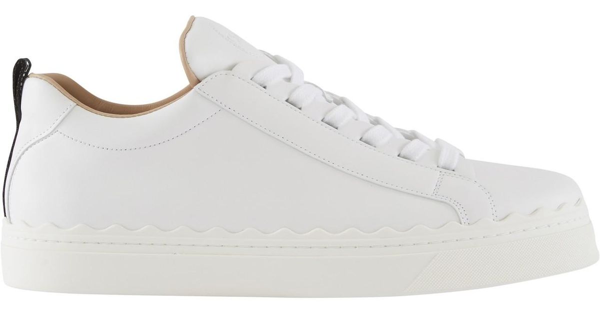 Chloé Lauren Scallop-edge Leather Trainers in White - Save 32% - Lyst