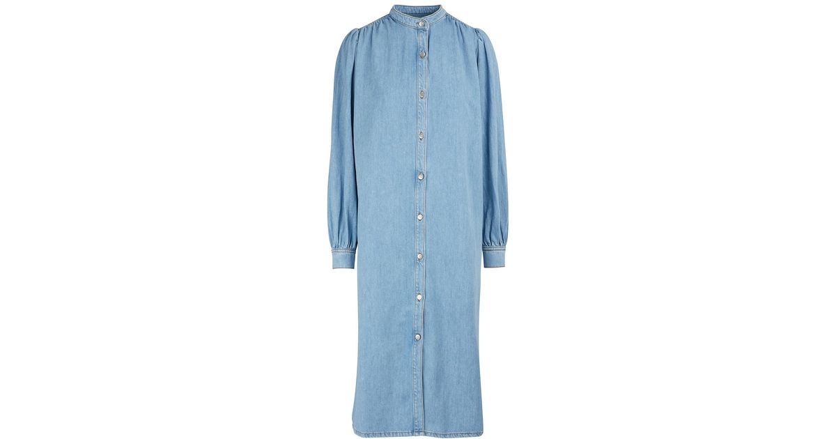 ganni kress soft denim dress