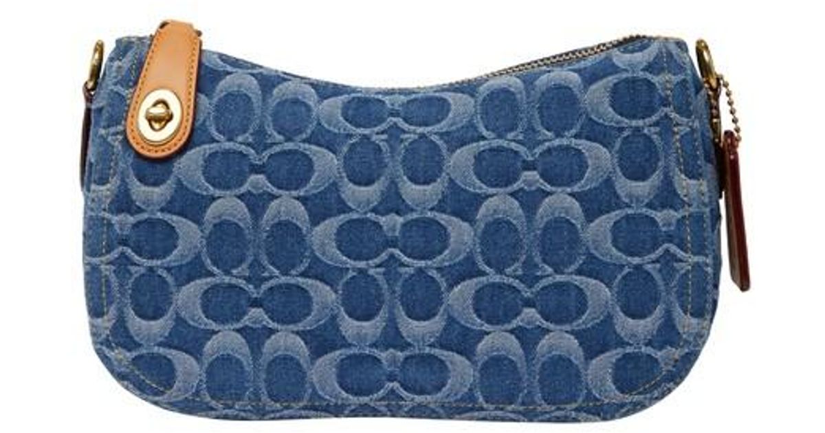 COACH Washed Denim Signature Swinger Bag in Blue Lyst UK