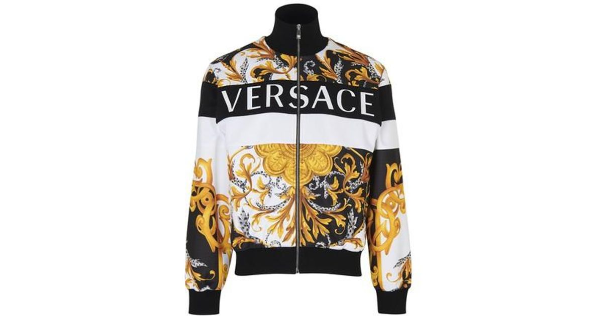 Versace Barocco Zipped Track Jacket in Black for Men | Lyst