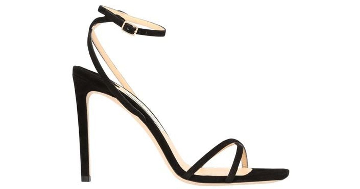 Jimmy Choo Metz 100 Suede Sandals in Black - Lyst