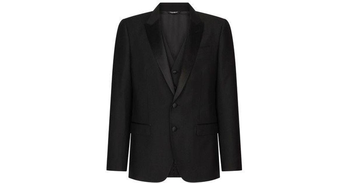 Dolce & Gabbana Wool And Silk Martini-fit Tuxedo Suit in Black for Men ...