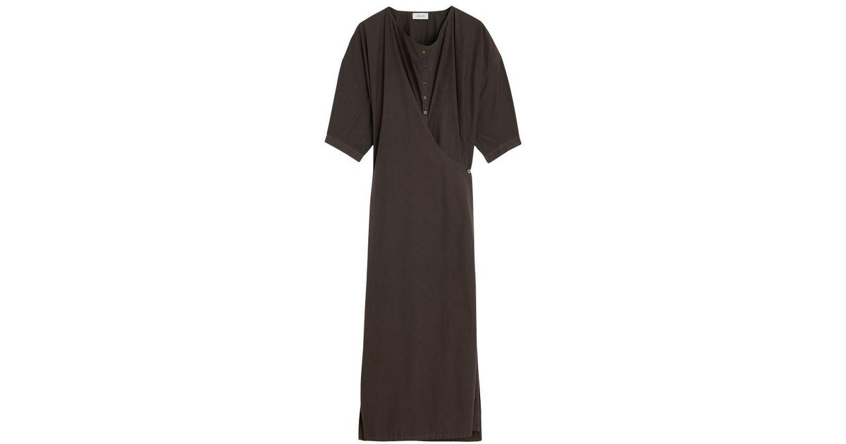 Lemaire Short Sleeve Twisted Dress in Black | Lyst