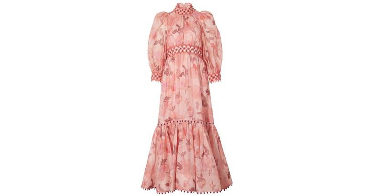 Zimmermann Silk Concert Flared Dress in Pink_peonies (Pink) | Lyst