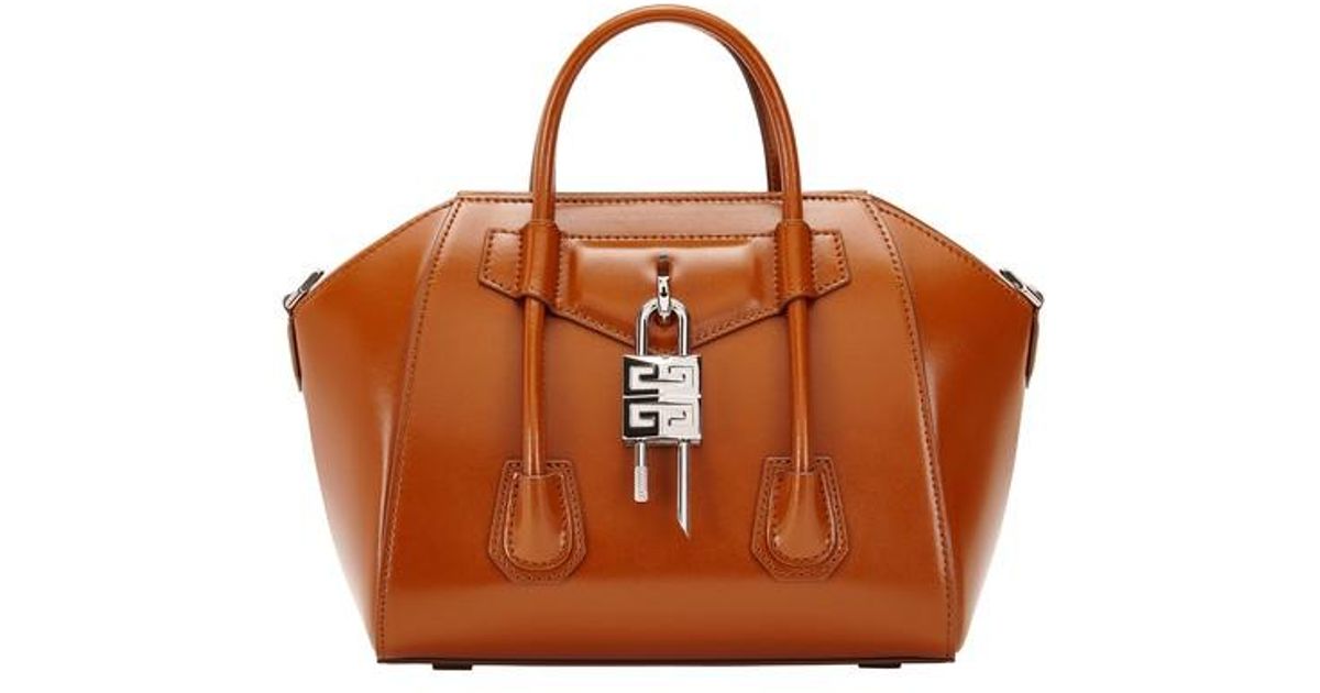 Givenchy Antigona Lock Mini Bag in Brown | Lyst