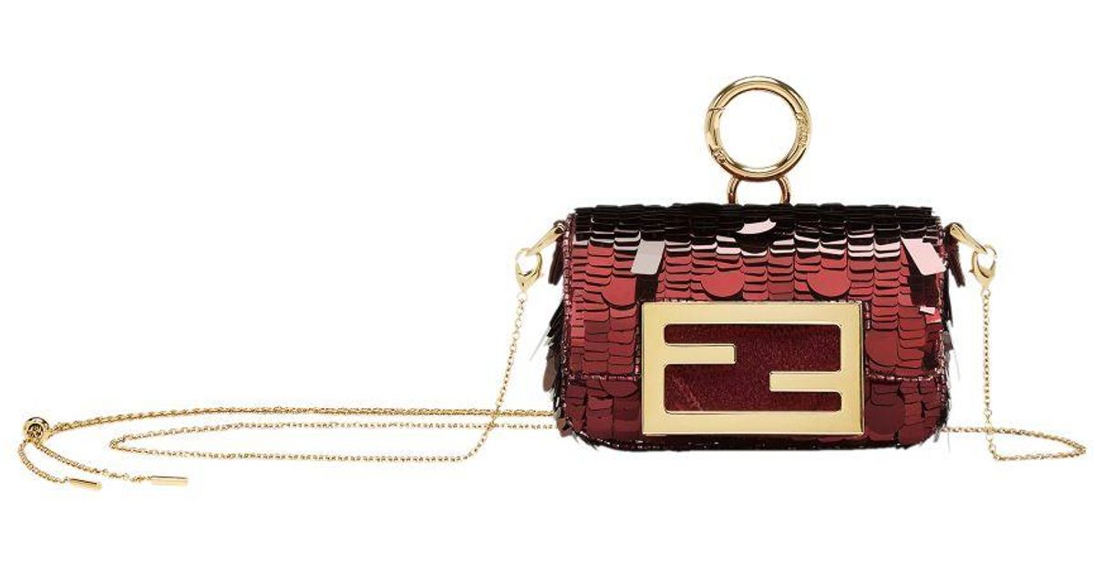 FENDI Nano Mamma Baguetteチャーム Nano Baguette Charm Sequins or crystals Silver | Fendi