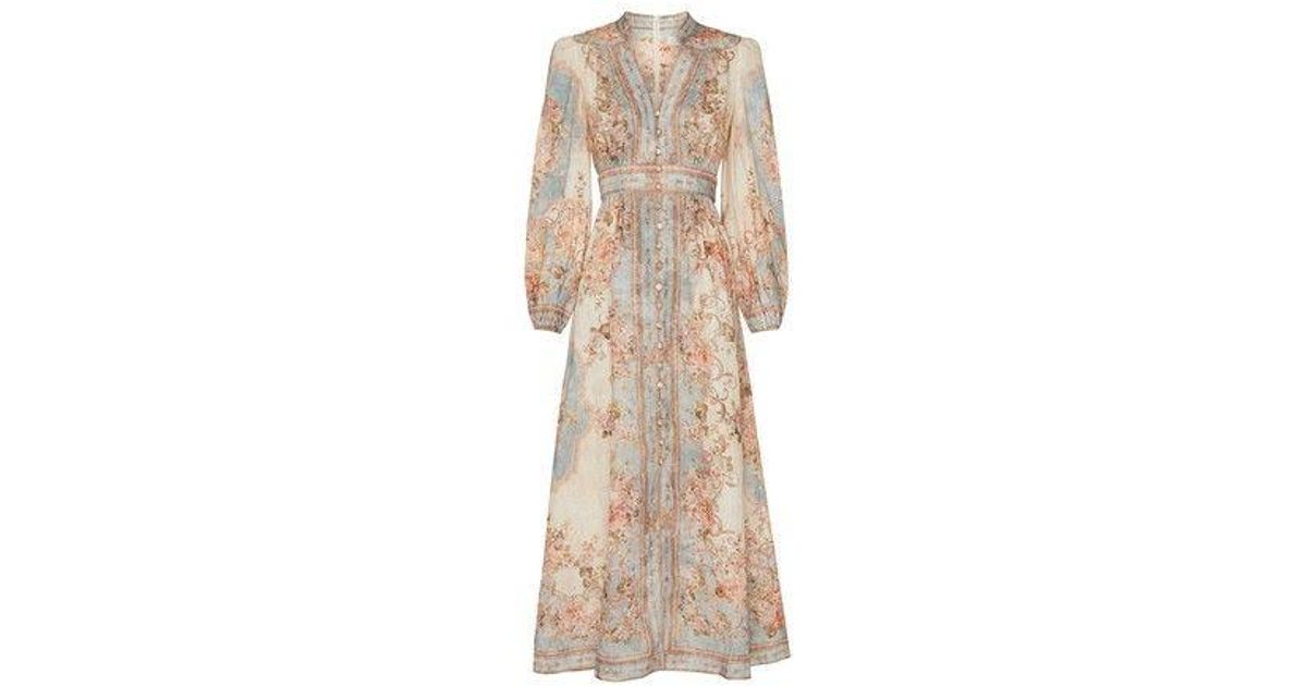 Zimmermann August Plunge Midi Dress | Lyst