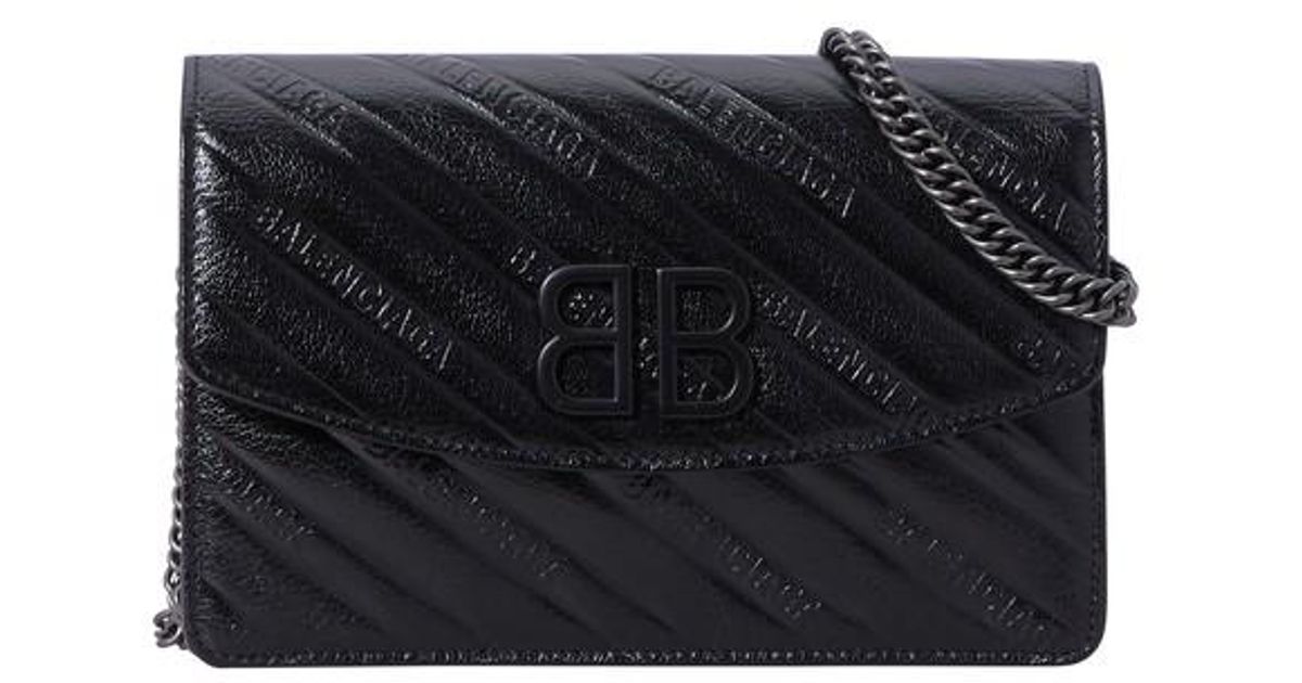 Bb chain leather handbag Balenciaga Black in Leather - 34139065